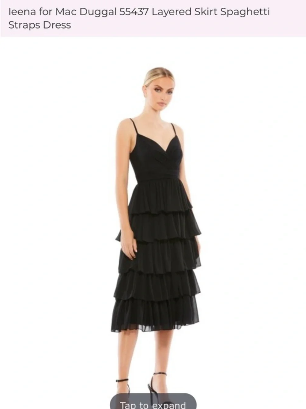 Black Layered Spaghetti-Strap Dress MAC Duggal IEENA 8 NWT - Picture 1 of 6